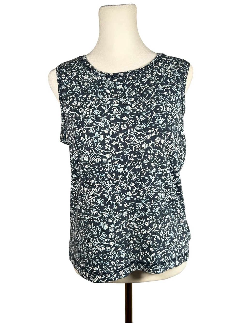 Cottagecore Granola Girl Vintage 90s Eddie Bauer Floral Ribbed Tank Top S